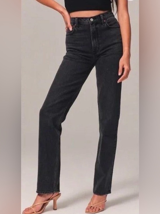 Abercrombie & Fitch Denim - Abercrombie & Fitch The 90s Straight Ultra High Rise Washed Black Size 27